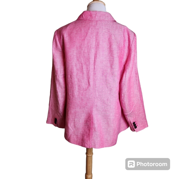 Talbots Womens Blazer Pink Single Breasted  Linen Blazer - Picture 2 of 9